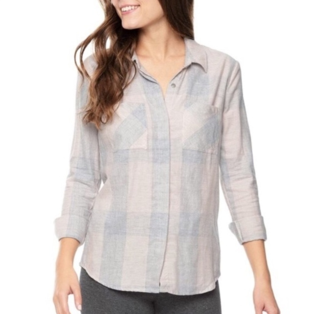 3/$20 Splendid Wildwood Pink and Grey Plaid Top